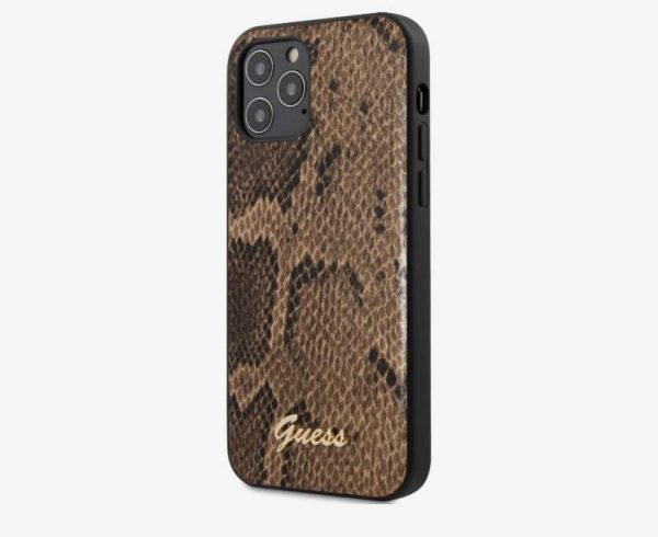 Guess - IPhone 12 - backcase - bruin / slangenprint ? Bruin / IPhone 12