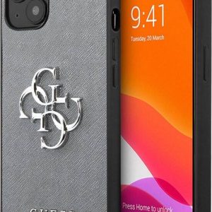 Guess - IPhone 13 pro - backcase - grijs met logo ? Grijs / IPhone 13 pro