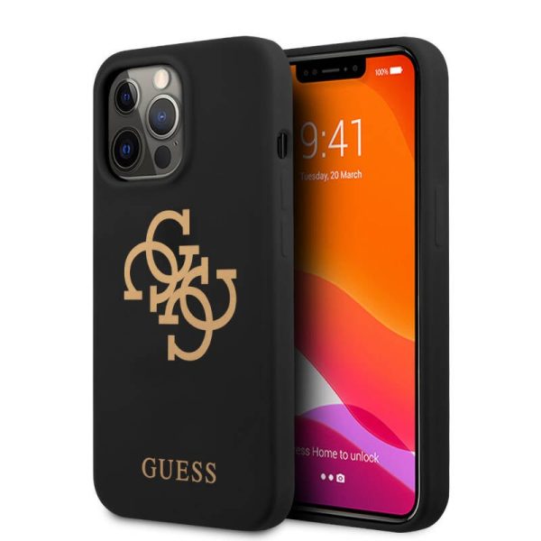 Guess - IPhone 13 mini - backcase - zwart met goud logo ? Zwart / IPhone 13 pro max