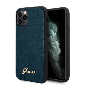 Guess - IPhone 11 Pro - backcase - donkerblauw / croco ? Donkerblauw / iphone 11 pro