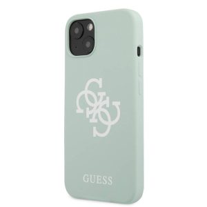 Guess - IPhone 13 pro - backcase - mint groen met logo ? Lichtblauw / IPhone 13 pro