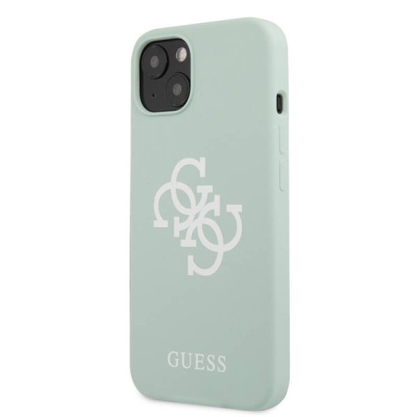 Guess - IPhone 13 pro - backcase - mint groen met logo ? Lichtblauw / IPhone 13 pro