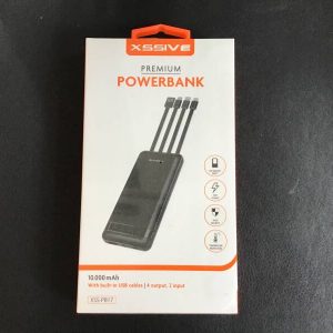 Xssive Powerbank /  10.000 mAh / met iPhone/Micro/type-C kabeltjes