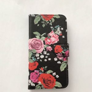 Motorola G6 plus /. Bookcase zwart met bloemen ? Motorola G6 plus/G6+