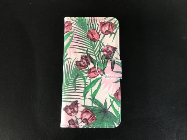 Samsung Galaxy A50 - Bookcase - hoesje - zomer - roze - tulp - groen - blad