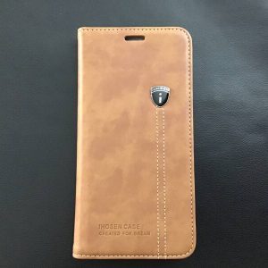 Samsung S7 edge / Bookcase / lederlook / magneet / Camel kleur