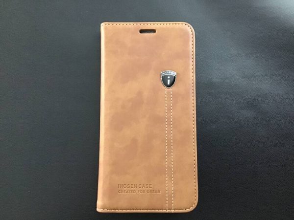 Samsung S7 edge / Bookcase / lederlook / magneet / Camel kleur