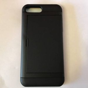 iPhone 7+ / iPhone 8+ - Backcase met schuifdakje voor 3 pasjes / zwart