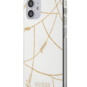 Guess - IPhone 12 / 12 pro - Backcase - wit-goud-ketting