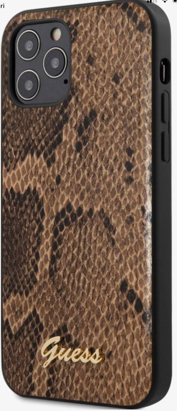 Guess - IPhone 12 / 12 pro - Backcase - bruin - slangenprint