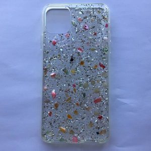 iPhone 11 Pro Max - hoesje - TPU - zilver / steentjes / glitter