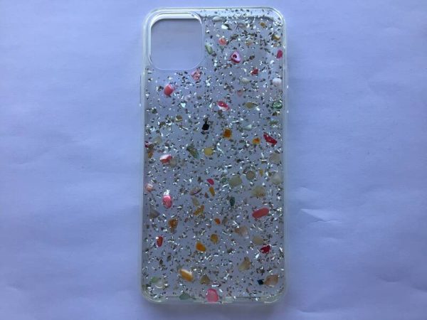 iPhone 11 Pro Max - hoesje - TPU - zilver / steentjes / glitter