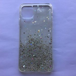 iPhone 11 Pro Max - hoesje - TPU - zilver / glitter / sterretjes