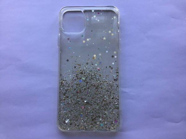 iPhone 11 Pro Max - hoesje - TPU - zilver / glitter / sterretjes