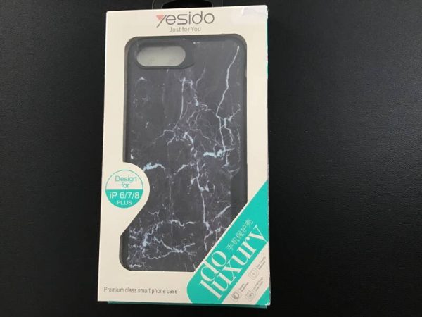 iPhone 7+ of 8+ # Backcase # hoesje # marmer # zwart