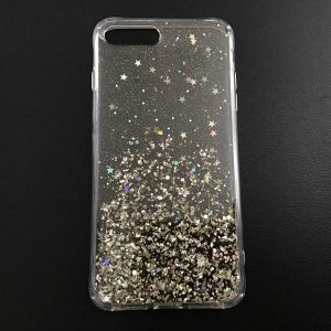 iPhone 7+/8+ # Backcase # hoesje # TPU # zilver - glitter