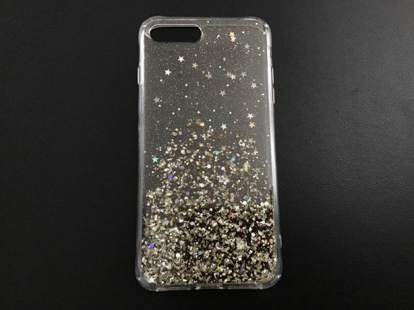 iPhone 7+/8+ # Backcase # hoesje # TPU # zilver - glitter