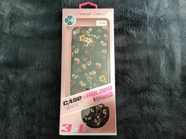 Hoesje case / iPhone 7/8 / zwart - bloemetjes incl. popsocket